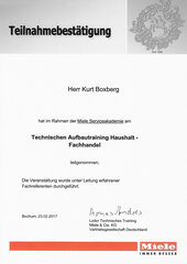 Technischer Aufbautraining Haushalt-Fachhandel, Kurt Boxberg