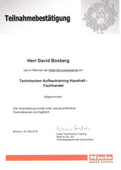 David Boxberg, Aufbautraining Haushalt Fachhandel