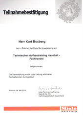 Kurt Boxberg, Aufbautraining Haushalt Fachhandel